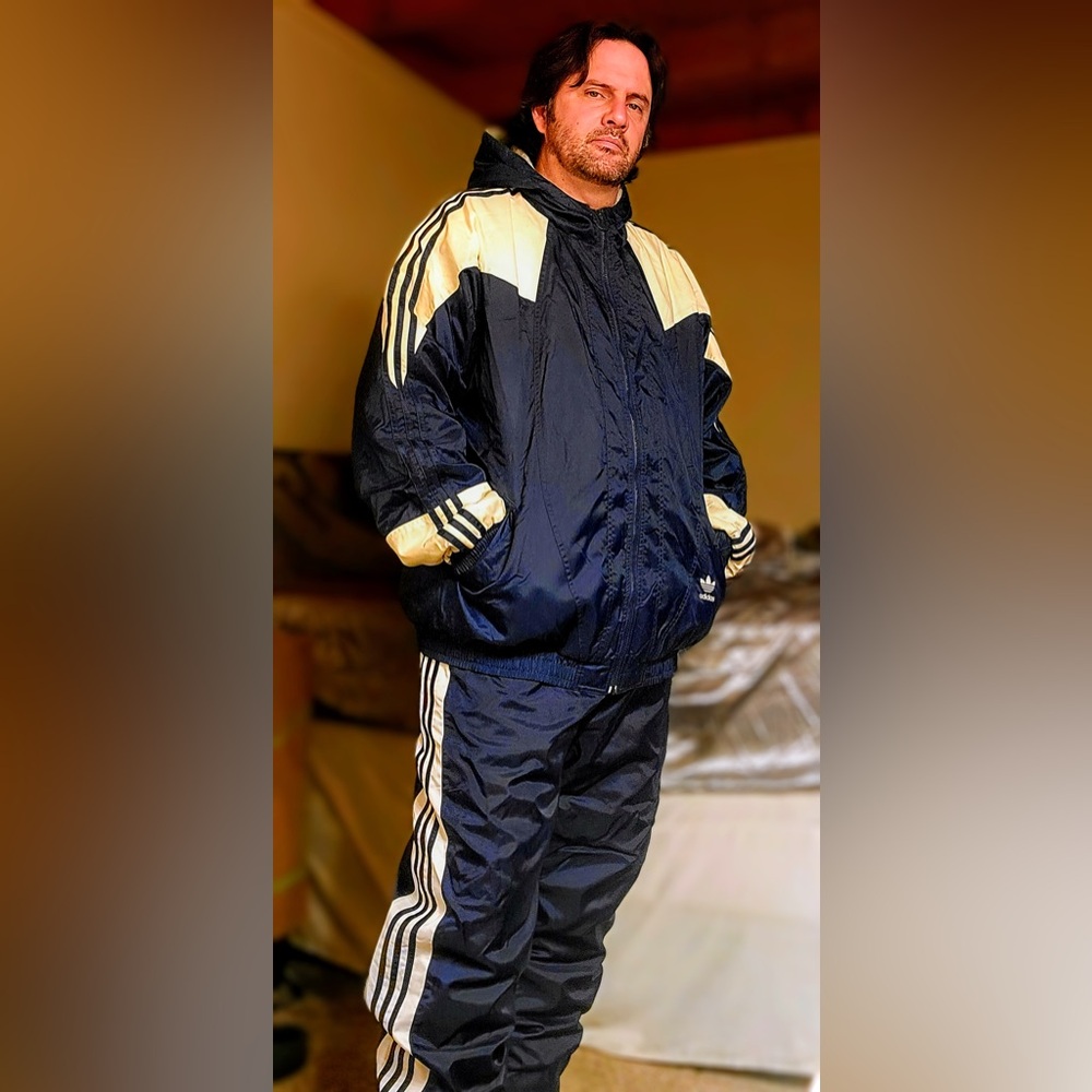 Adidas PUFFER nylon suit. Oversized swishy nylon suit